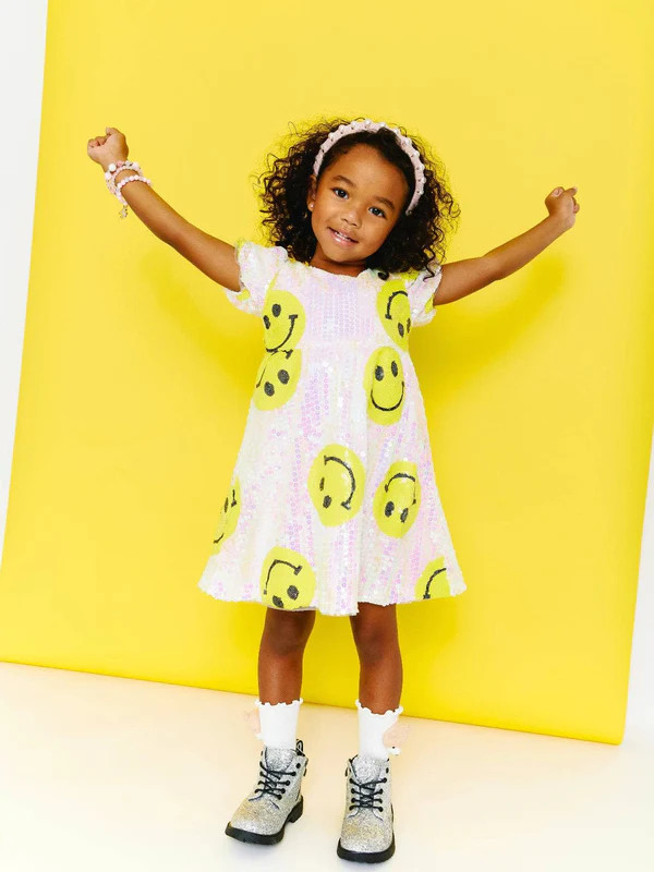 Don't Worry Be Happy White Sequin Dress | Lola + The Boys