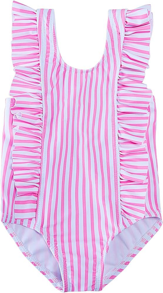 RAISEVERN Baby Girls Swimsuit Ruffles Bathing Suits Cute Beach Sport Swimming Backless Summer One... | Amazon (US)