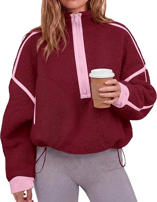 KIRUNDO Womens Half Zip Fleece Pullover Sherpa Sweatshirts | Amazon (US)