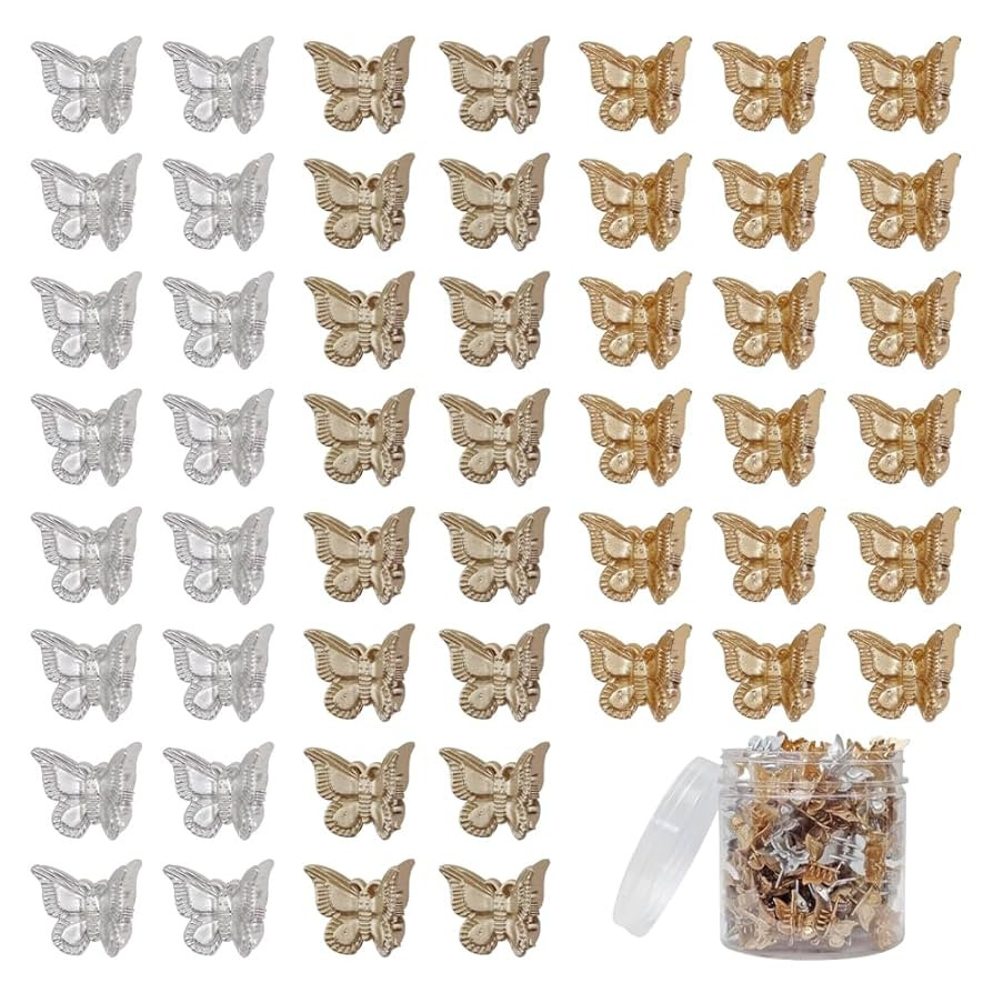 50 Packs Assorted Color Butterfly Hair Clips, Beautiful Mini Butterfly Hair Clips Hair Accessorie... | Amazon (US)