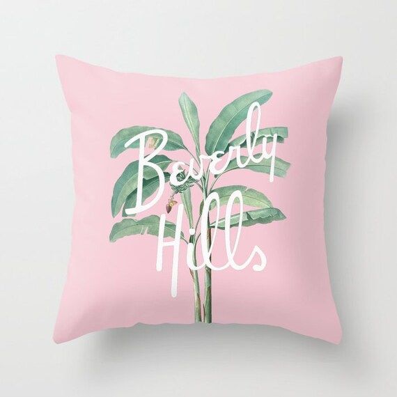 Beverly Hills Pillow Pink Palm Leaf Pillow Beverly Hills Hotel Gifts for Her 18x18 16x 16 24x24 S... | Etsy (US)