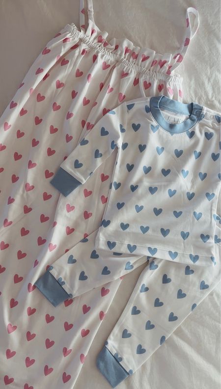 mommy and me valentines day pajamas 💕 heart pajamas that are so soft and so cute! (size up 1-2 sizes for littles, I ordered a S in the nightgown) 

#LTKSeasonal #LTKbaby #LTKbump