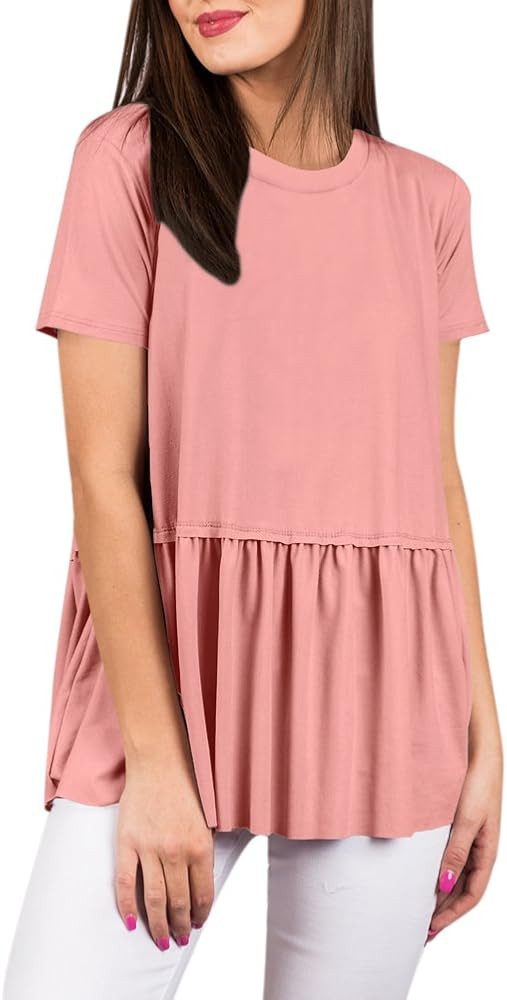 For G and PL Women Summer Flare Ruffle Swing Shirt Peplum Tops | Amazon (US)