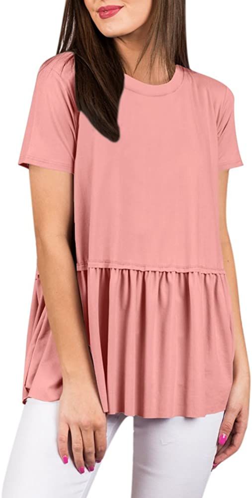 For G and PL Women Summer Flare Ruffle Swing Shirt Peplum Tops | Amazon (US)