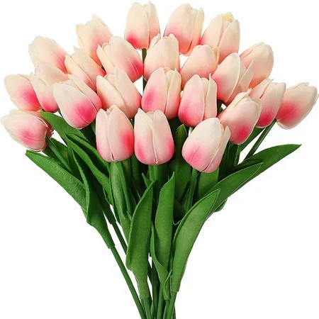 Spencer 20Pcs Pink Artificial Tulips Flowers Real Touch Fake Tulips for Wedding Bouquets Arrangement Valentine's Day Party Room Decor | Walmart (US)