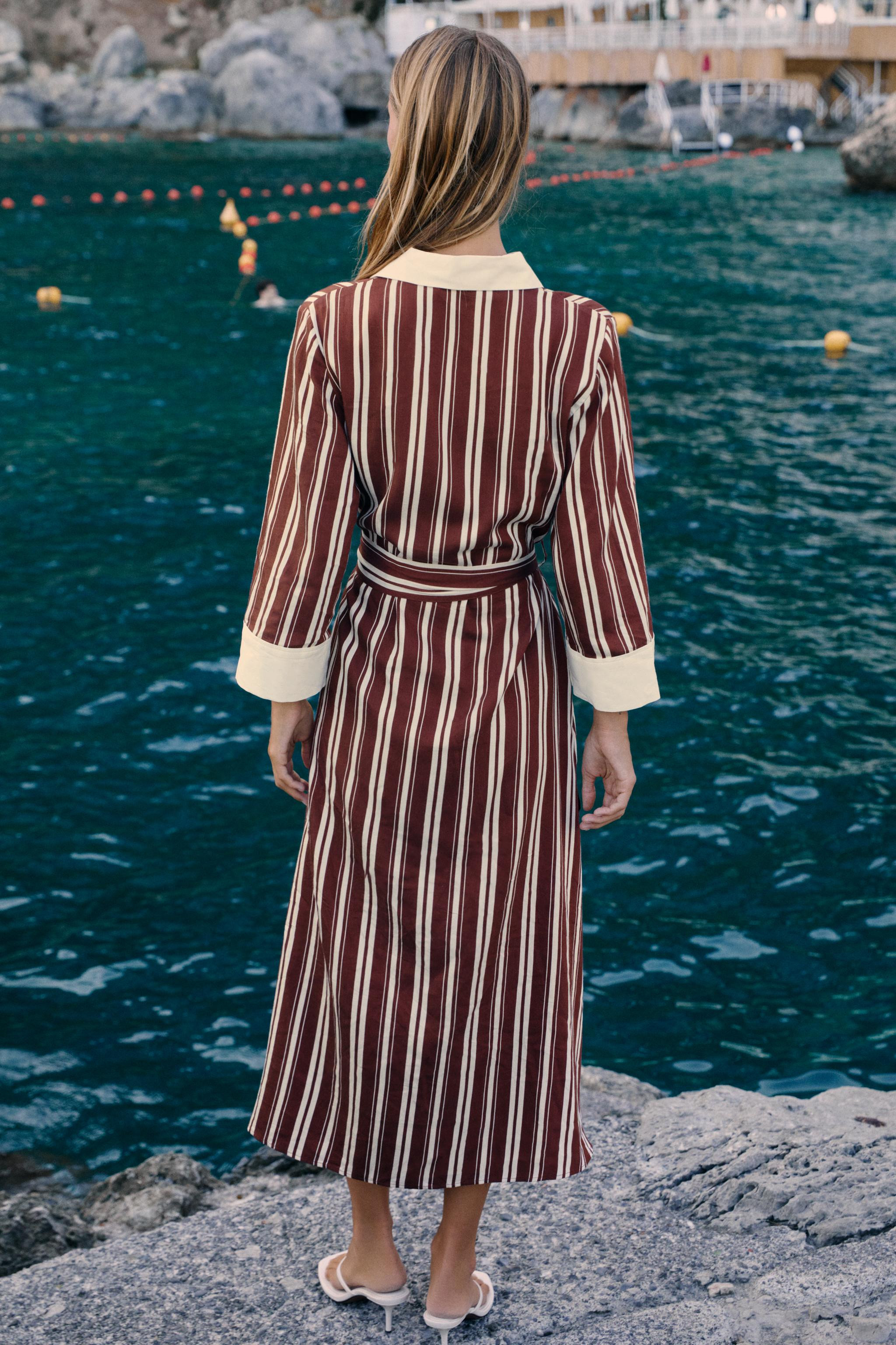 STRIPED BELTED MIDI SHIRT DRESS | Zara US