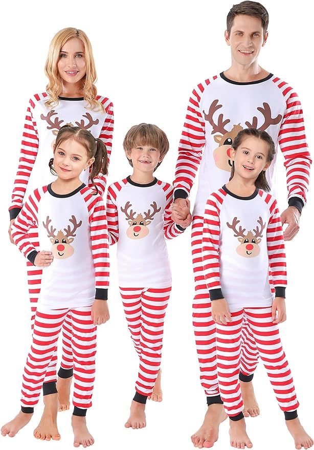 Christmas Family Matching Pajamas Set Santa's Deer Sleepwear for The Family Boys and Girls | Amazon (US)
