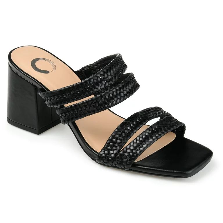 Journee Collection Womens Natia Wide Width Open Square Toe Block Heel Sandals | Walmart (US)
