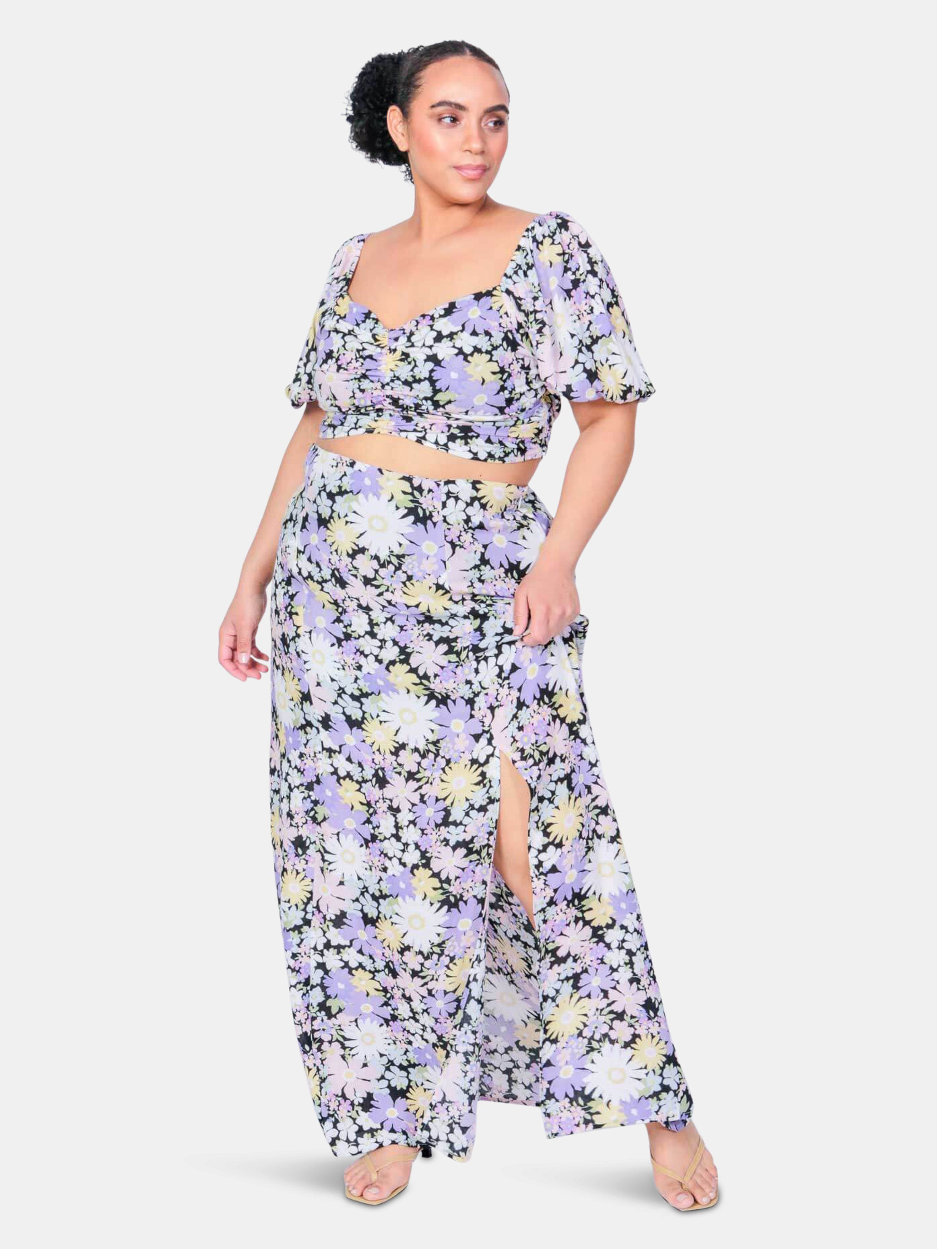 Sonny & Cher Crop Top And Skirt Two Piece Set - 2X (20W/22W) - Also in: 1X (16W/18W), 3X (24W/26W) | Verishop