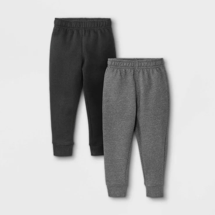 Toddler Boys' 2pk Fleece Jogger Pull-On Pants - Cat & Jack™ Black/Charcoal Gray | Target