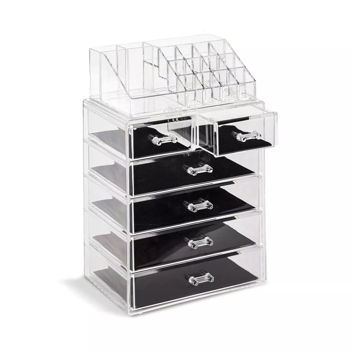 Sorbus 2 Piece Acrylic Makeup and Jewelry Storage Organizer Case (6 Drawers and Lipstick Tray) | Target