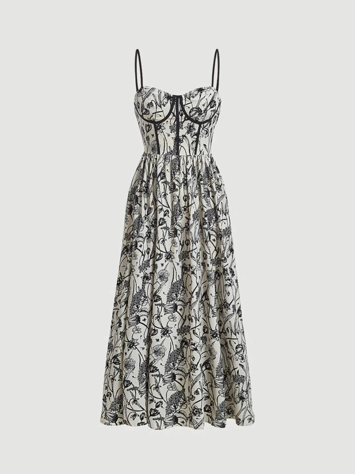 SHEIN MOD Floral Print Contrast Binding Cami Dress | SHEIN