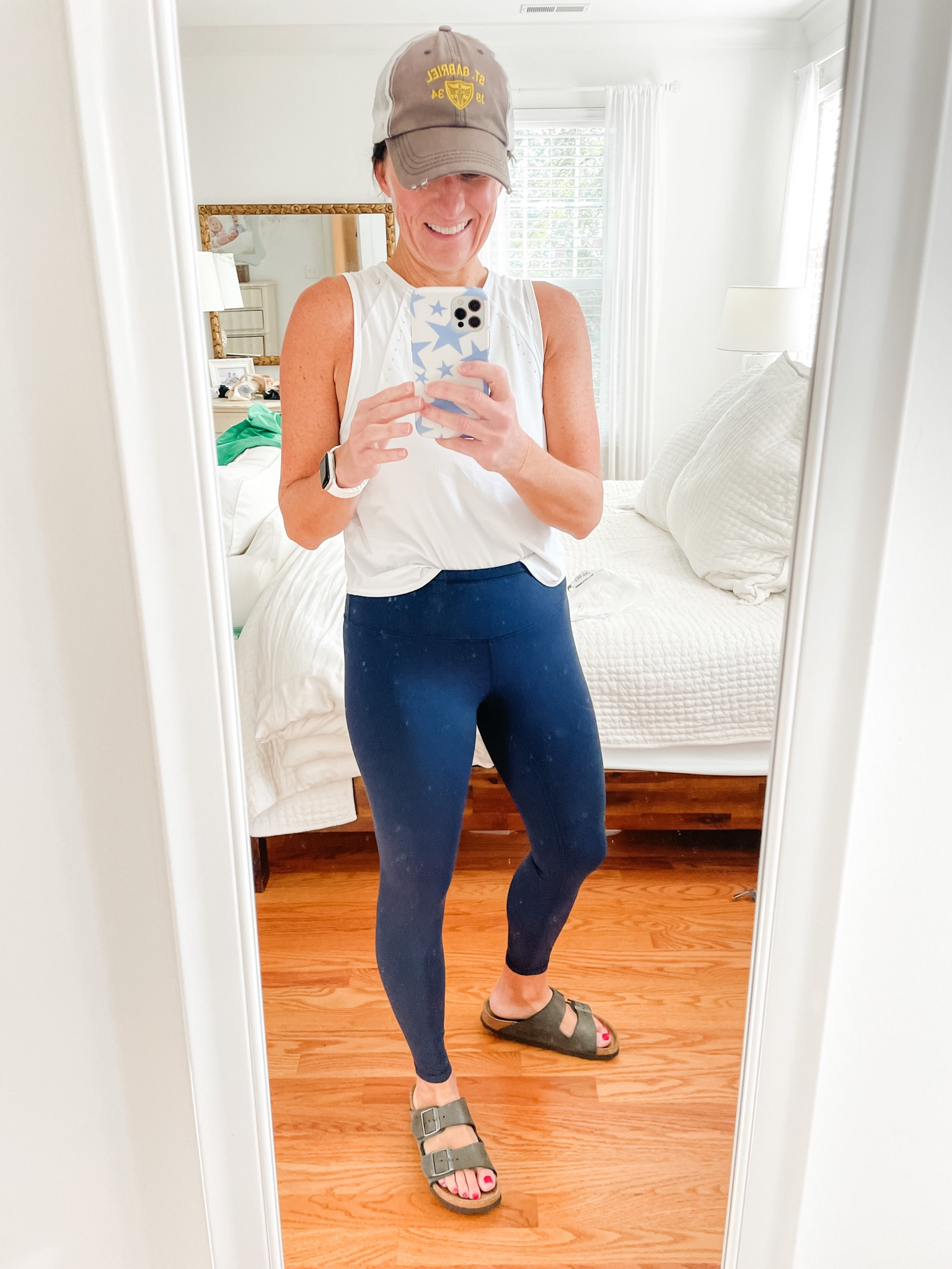 My husband once said when folding laundry “diamonds are no longer a girl’s best friend…black stretchy pants are.” 🤣

He’s not wrong. Athleisure is every mom’s style these days, and fortunately there are options for every budget! These leggings from Amazon are amazing quality - thick, soft, come in two lengths, tons of colors, and affordable at only $32 a pair!

I’m wearing the navy in 25” XS. I’ll be stocking up on more colors for the fall!