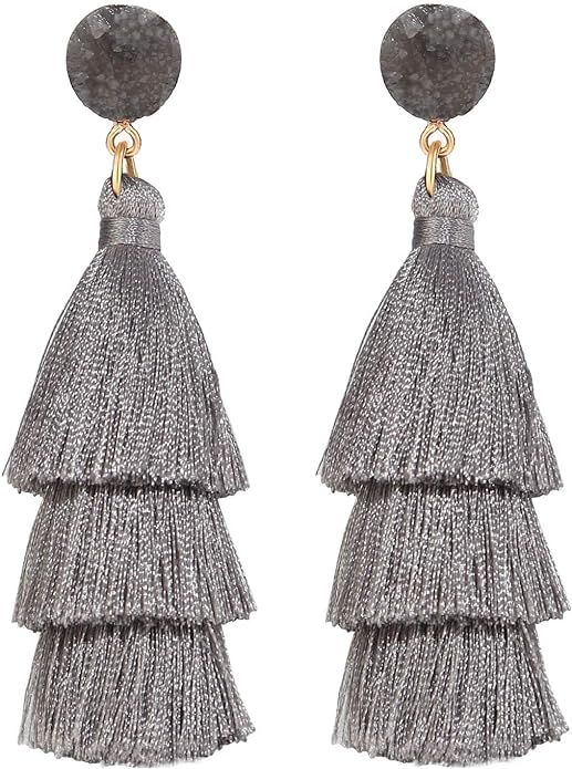 LEGITTA Tassel Earrings Layered Tiered Linear Drop Fashion Trending Earrings | Amazon (US)