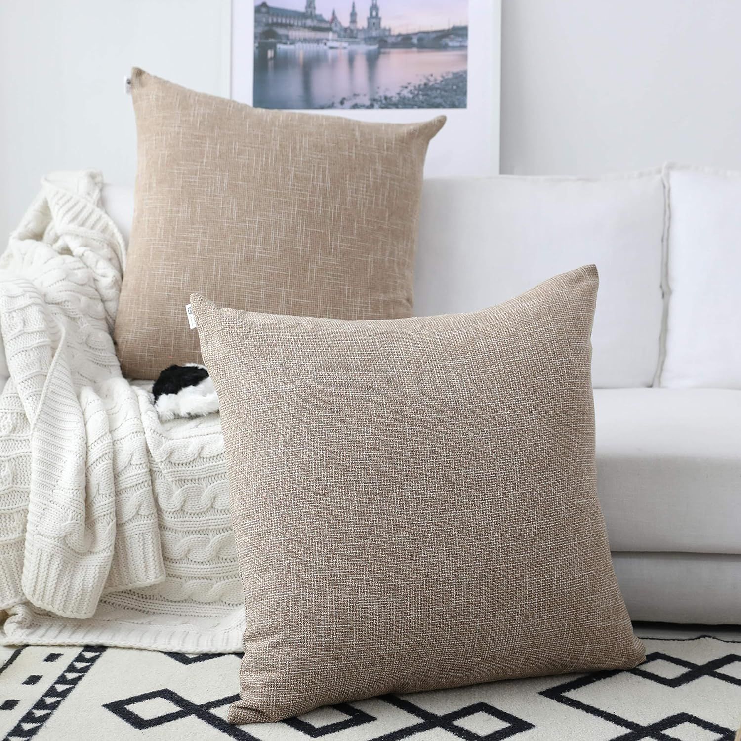 Amazon.com: Kevin Textile Pillow Covers Star Faux Linen Cushion Cases Super Soft Throw Pillow Sha... | Amazon (US)