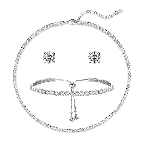 Luxval Tennis Necklace 14K Gold Plated Rhinestone Butterfly Choker Necklaces for women Dainty Zir... | Amazon (US)