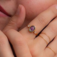 Bejeweled Mood Ring in Gold, Silver, Rose Gold | Dainty Minimalist Everyday Gift Jewelry Honeycat | Etsy (US)