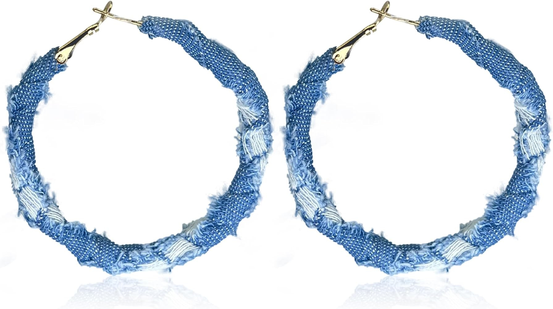 Bohemia Denim Hoop Earrings Simple Exaggerated Big Circle Round Statement Earrings Jewelry Access... | Amazon (US)