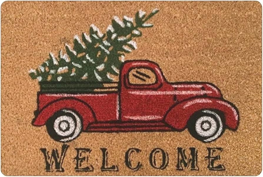 doginthehole Indoor Outdoor Doormat Red Car Truck Christmas Tree Printed Carpet - Non Slip Durabl... | Amazon (US)