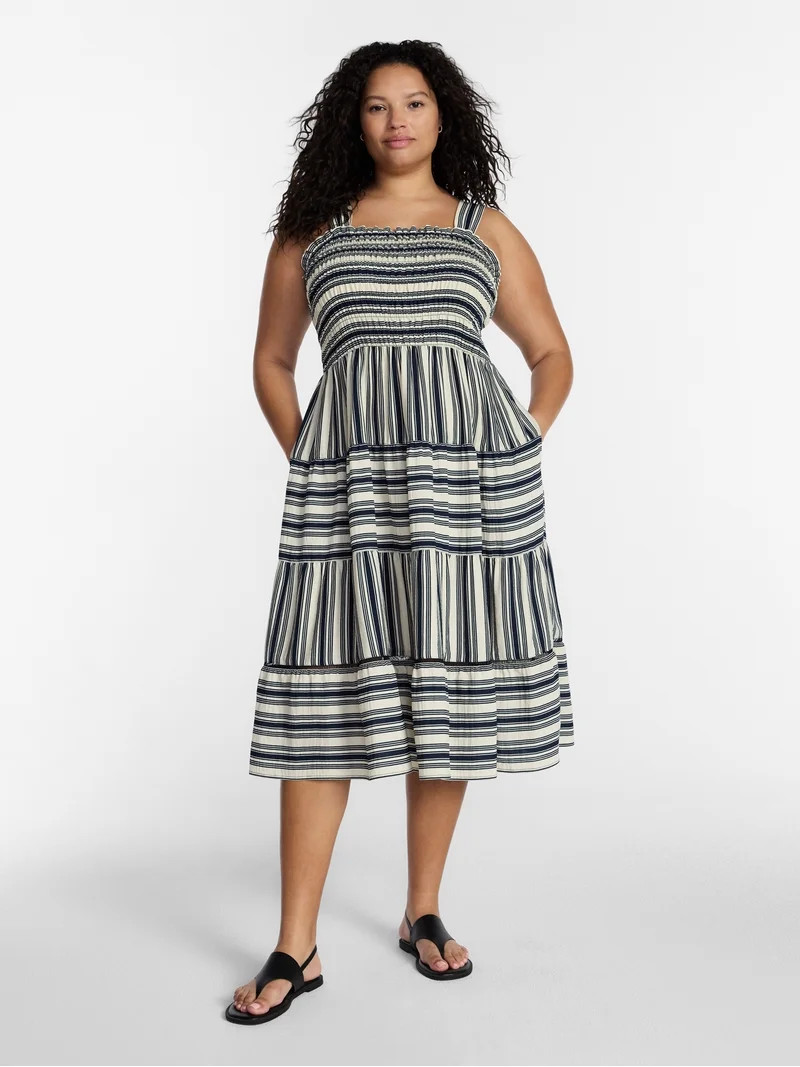 Terra and Sky Women's Plus Sleeveless Midi Tiered Dress, Sizes 0X-5X | Walmart (US)