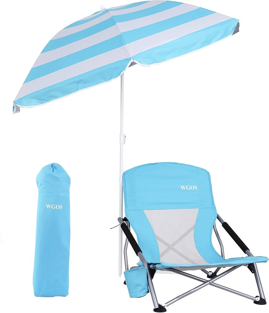 Beach Chair, Beach Chair and Umbrella, Folding Beach Chair, Beach Chairs for Adults, Low Beach Ch... | Amazon (US)