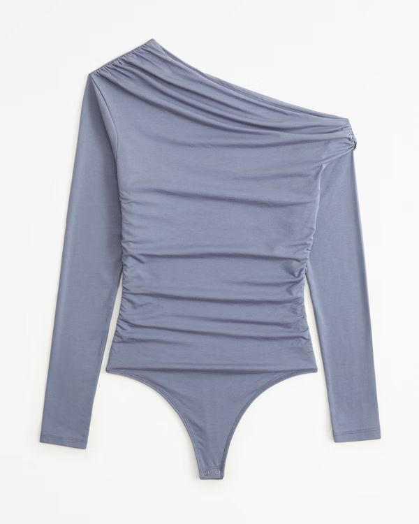 Women's Long-Sleeve Asymmetrical Draped Bodysuit | Women's New Arrivals | Abercrombie.com | Abercrombie & Fitch (US)