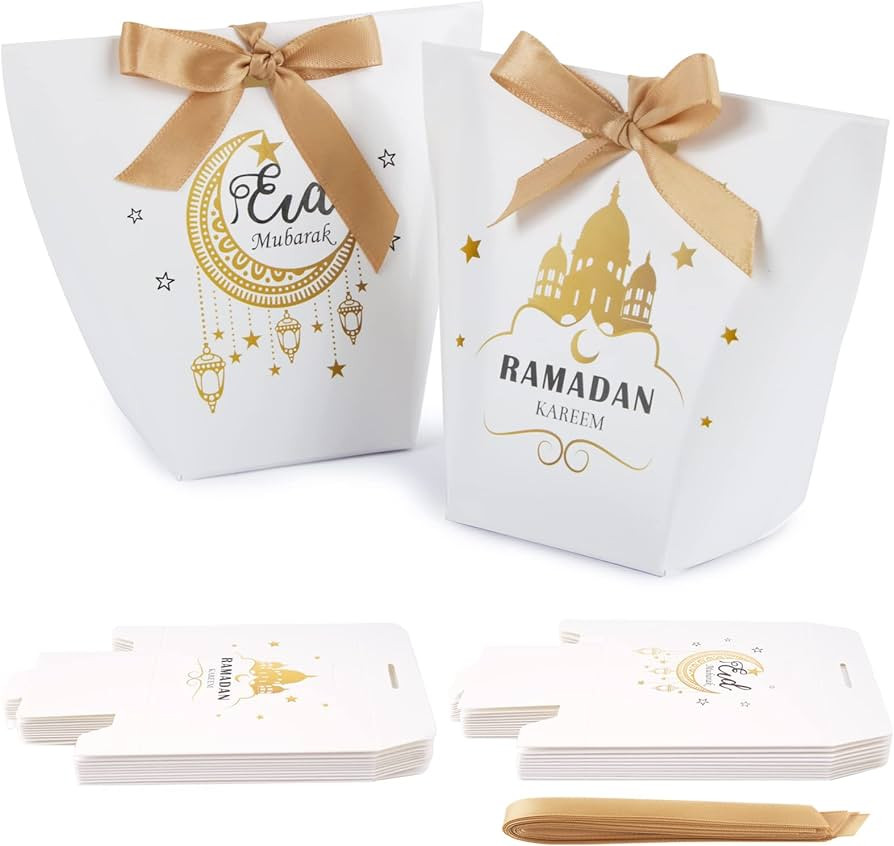24pcs Small Ramadan Eid Mubarak Boxes Sweet Gift Favour Party Treat Boxes for Chocolate Candy Cak... | Amazon (UK)