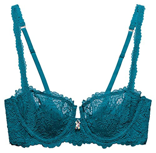 Savage X Fenty, Women's, Romantic Corded Lace Unlined Balconette Bra, Laidback Blue, 38C | Amazon (US)