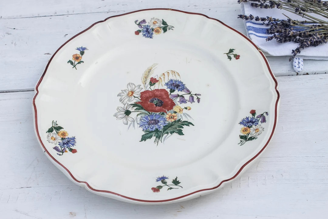 Grand plateau de service Sarreguemines Agreste, assiette en faïence, vaisselle vintage Français... | Etsy (US)