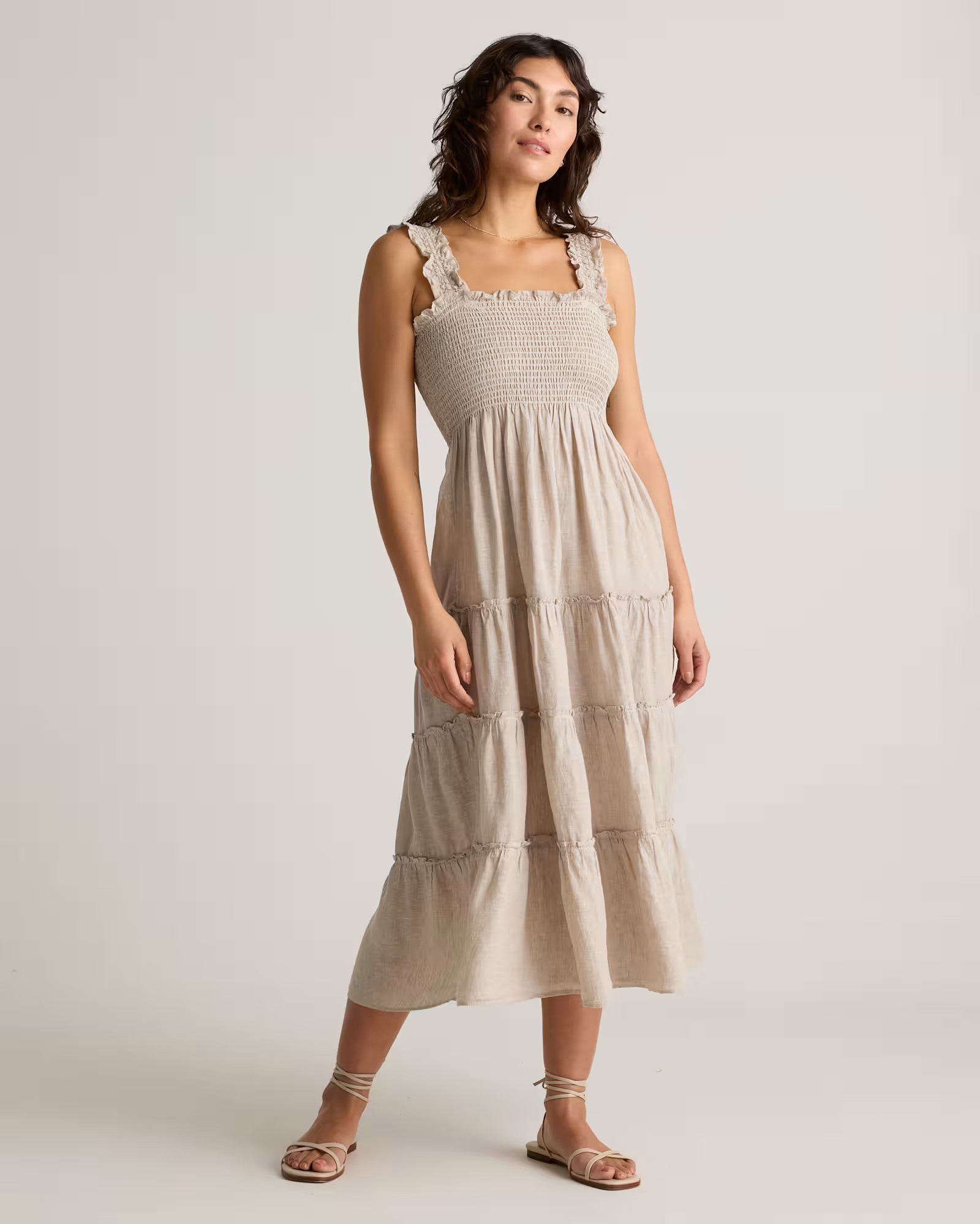 100% European Linen Smocked Midi Dress | Quince