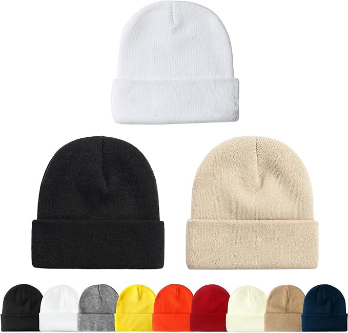 NPQQUAN 3 Packs Unisex Beanie Hats for Men Women Winter Knit Beanies | Amazon (US)