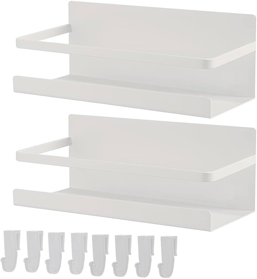 Gowfeel 2 PCS Magnetic Spice Rack,Magnetic Shelf for Refrigerator,8 Removable Hooks Magnetic Spic... | Amazon (CA)