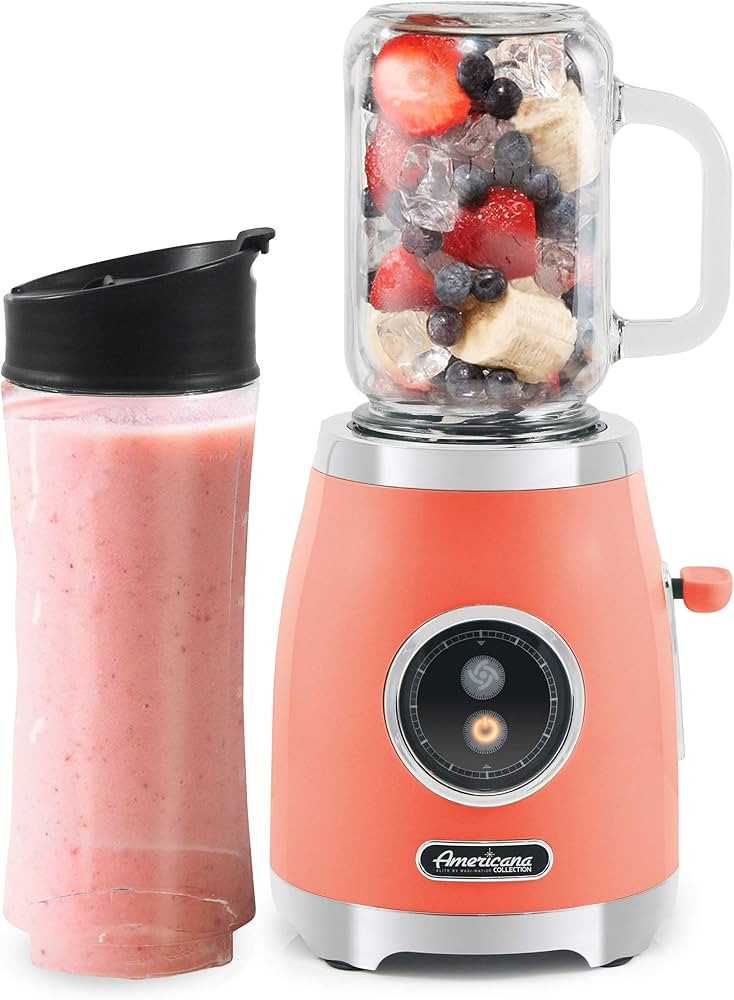 Americana EPB399C BPA Free Glass Blending Jar and Tritan Sports Bottle Blend Personal Smoothie, C... | Amazon (US)