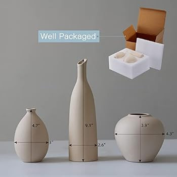 Abbittar Ceramic Vase Set of 3, Small Flower Vases for Rustic Home Decor, Modern Farmhouse Decor,... | Amazon (US)