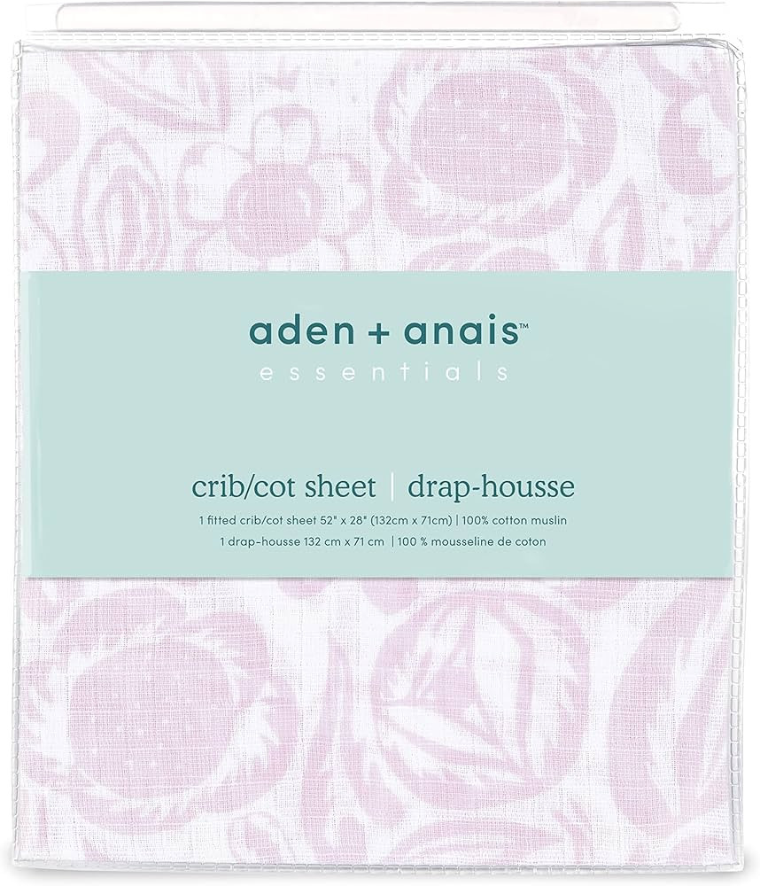 aden + anais Essentials Classic Crib Sheet, 100% Cotton Muslin, Super Soft, Breathable, Tailored Snug Fit, Damsel - Savoy | Amazon (US)