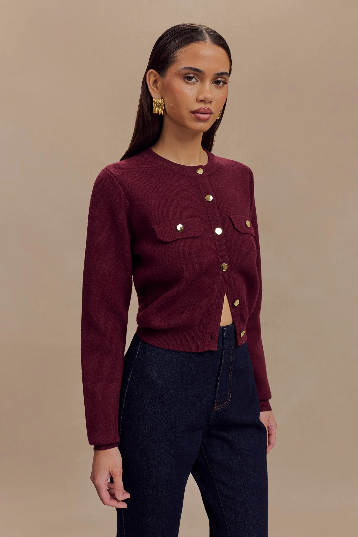 Tabitha Knit Cardigan - Merlot | MESHKI US