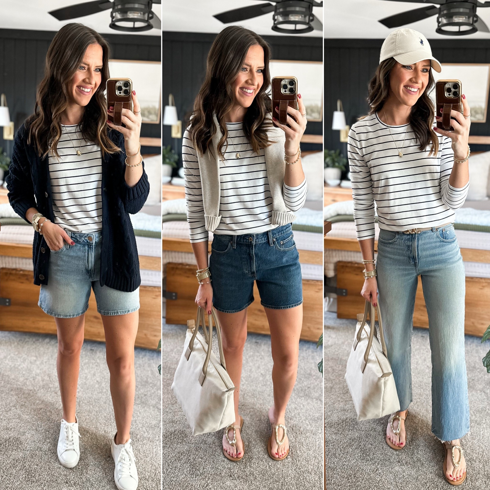 Spring Capsule Wardrobe - White & Navy Long Sleeve 

Long sleeve tee - small
Navy cardigan - small (oversized) 
Light wash shorts - size 4 
Dark wash shorts - size 27 
Jeans - sized down to 25 tall


#LTKFindsUnder100 #LTKFindsUnder50 #LTKStyleTip