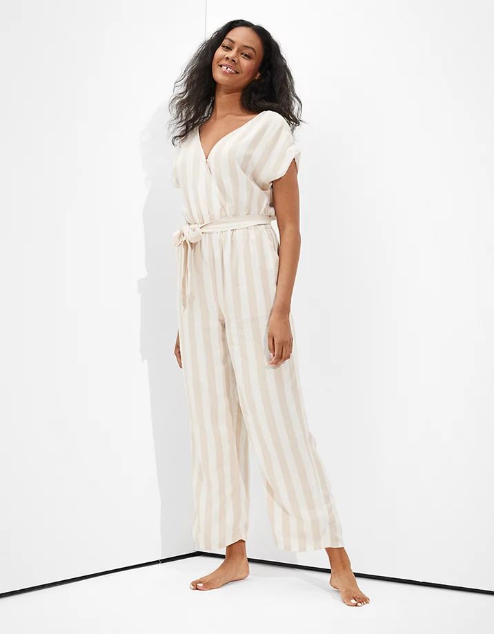 AE Striped Wrap-Front Jumpsuit | American Eagle Outfitters (US & CA)