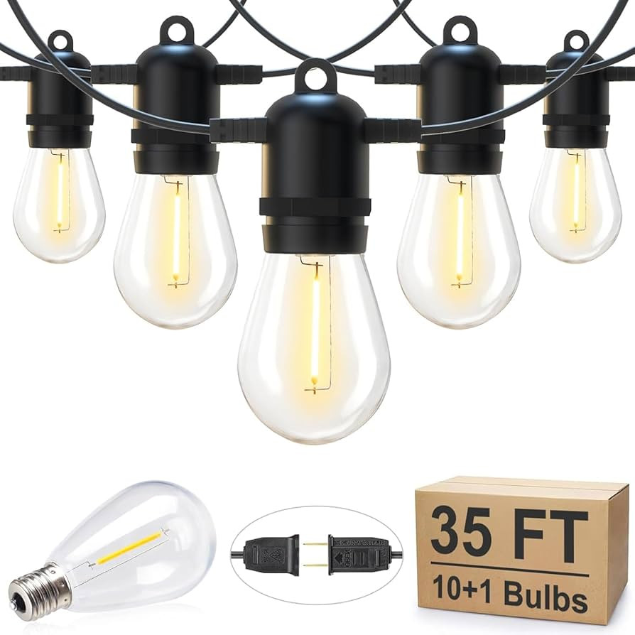 Brightown Outdoor String Lights 35FT with 10+1 Shatterproof Edison Bulbs, Waterproof Hanging Pati... | Amazon (US)