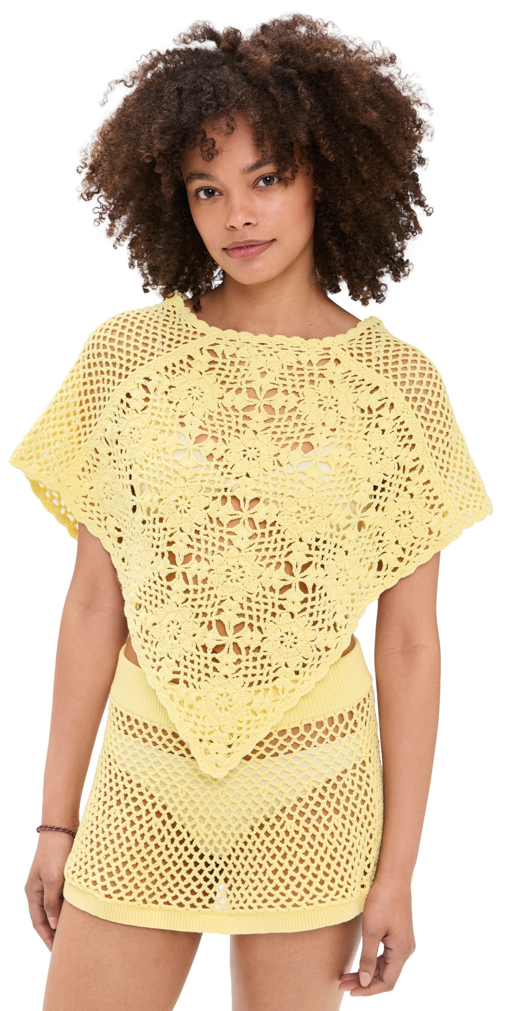 Frankies Bikinis Sophie Crochet Poncho Whipped Butter S/M | Shopbop