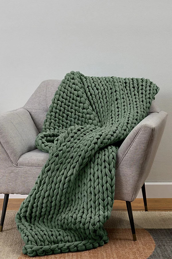 Bearaby Cotton Knitted Weighted Blanket in Morning Matcha at Urban Outfitters | Urban Outfitters (US and RoW)