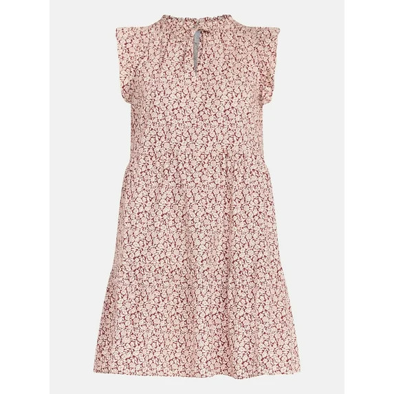 Time and Tru Women’s and Women’s Plus Flutter Sleeve Cotton Mini Dress, Sizes XS-4X | Walmart (US)
