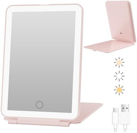 FUNTOUCH Rechargeable Travel Makeup Mirror with 72 Led Lights, Portable Lighted Makeup Mirror, 3 ... | Amazon (US)