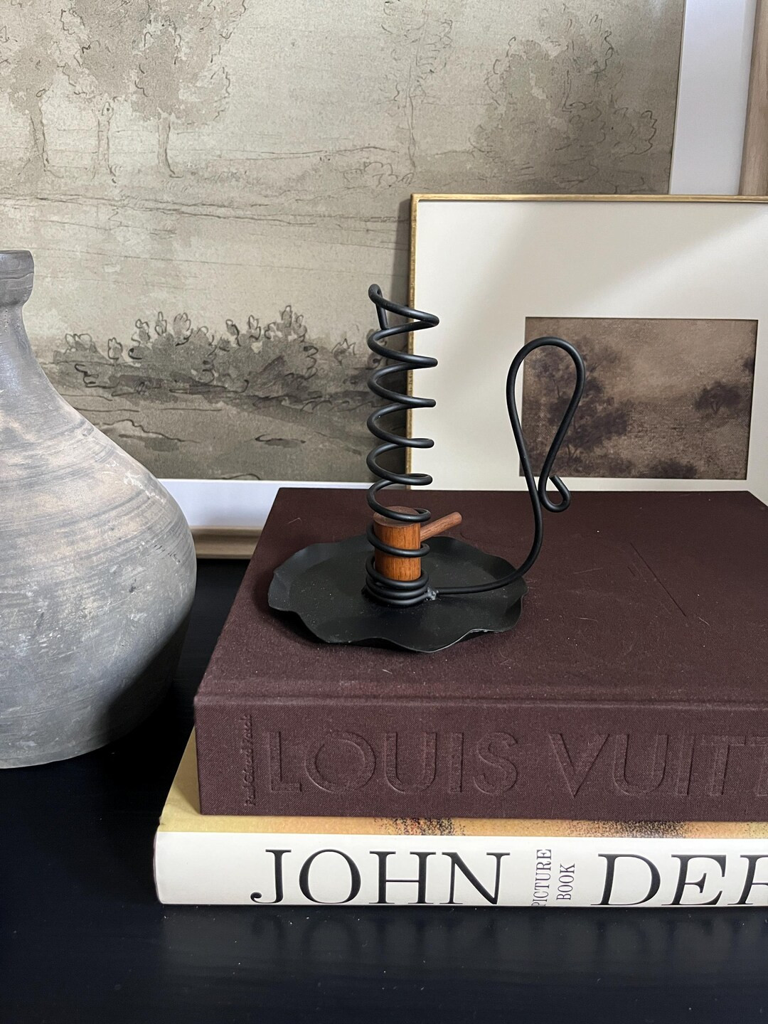 Vintage Black Metal Courting Candle With Solid Base - Etsy | Etsy (US)