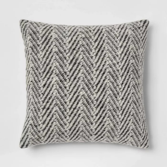 Square Knit Herringbone Throw Pillow Gray - Threshold™ | Target