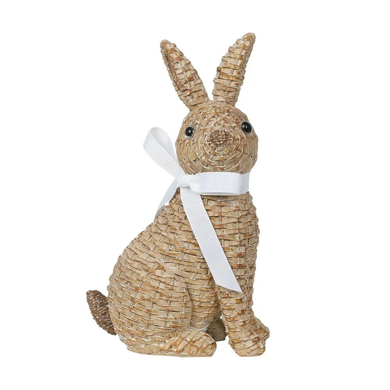 Tkrady Rattan Effect Resin Bunny Easter Decor,Table Rabbit Easter Decorations,Spring Bunnies Deco... | Walmart (US)
