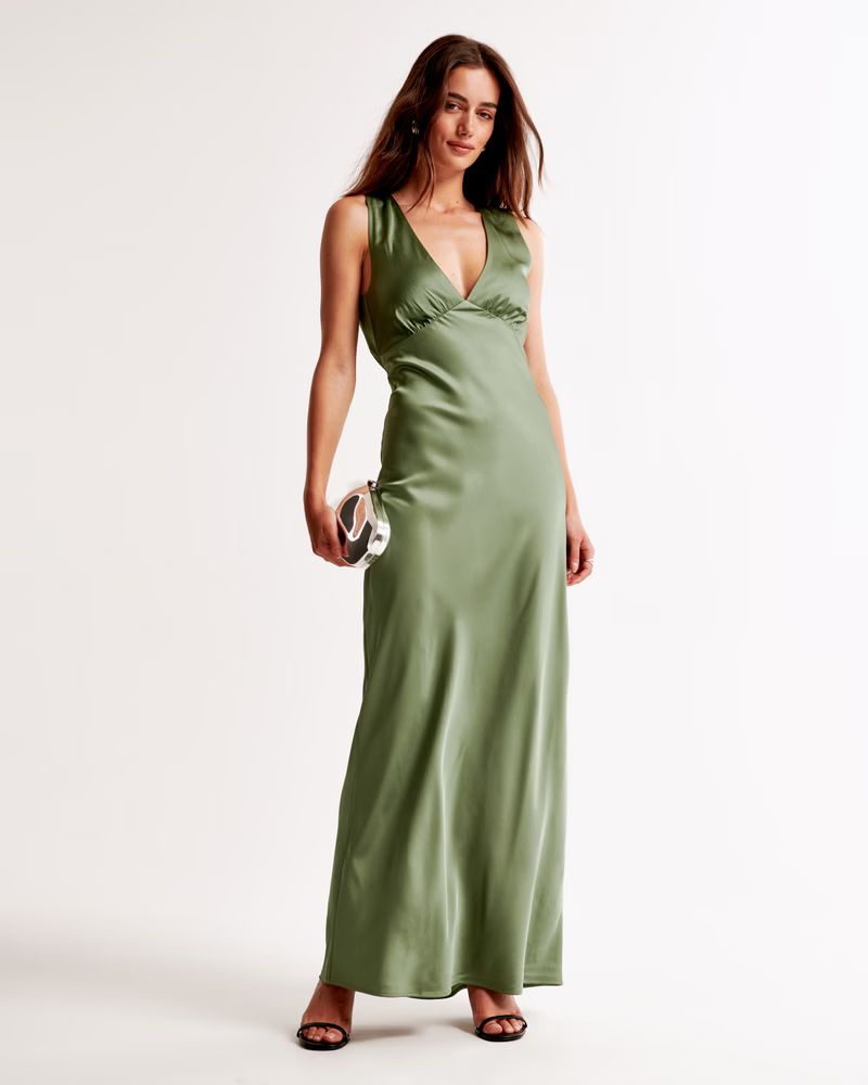 Plunge Cowl Back Maxi Dress | Abercrombie & Fitch (US)