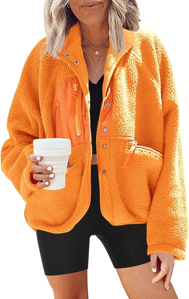 Nirovien Womens Fuzzy Fleece Jacket Button Down Sherpa Coats Casual Winter Warm Outwear with Pock... | Amazon (US)