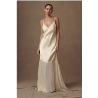Evelyn Iridescent Satin Maxi Dress - Lemon Sorbet I MESHKI I Size XS | MESHKI US