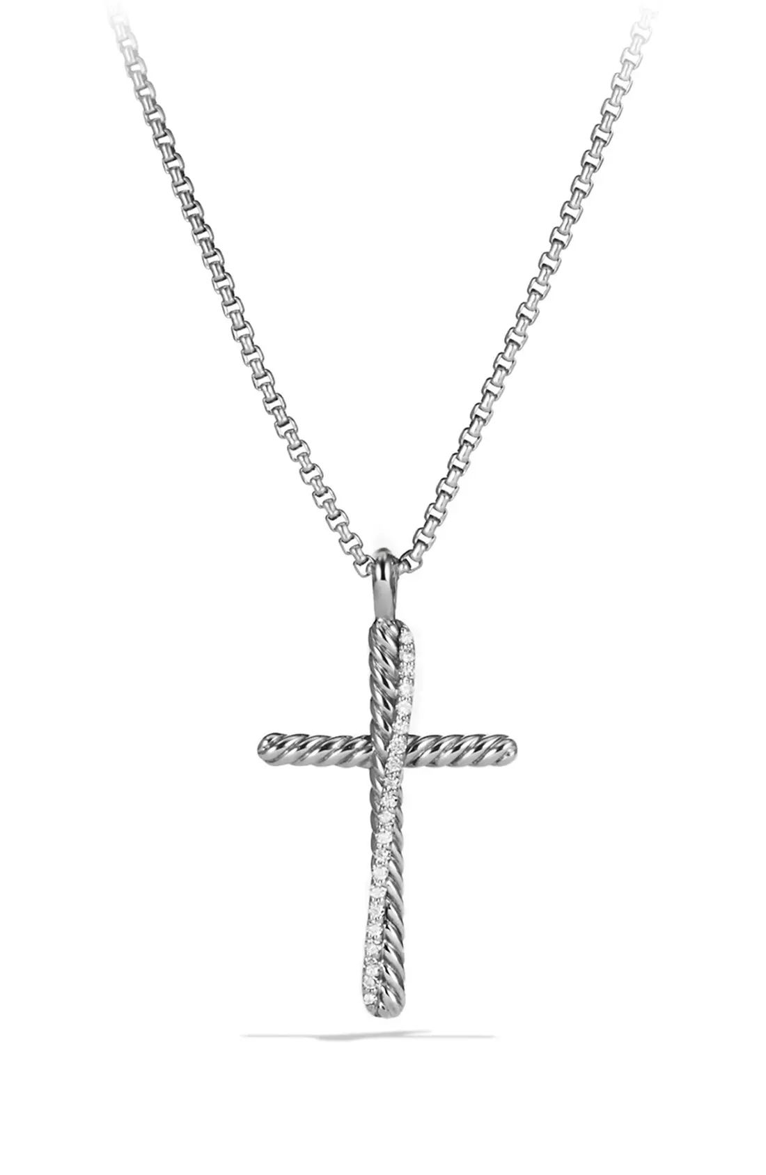 David Yurman Crossover Cross Necklace in Diamond at Nordstrom, Size 20 | Nordstrom